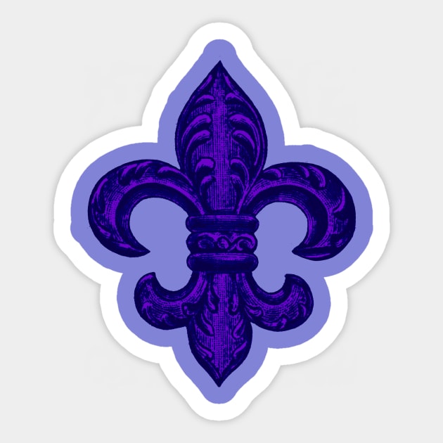 Purple French Fleur de Lys, floral swirls Sticker by LittleBean